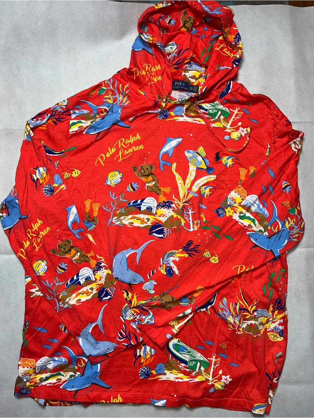 Polo Ralph Lauren polo bear long sleeve hooded pullover shirt size XXL